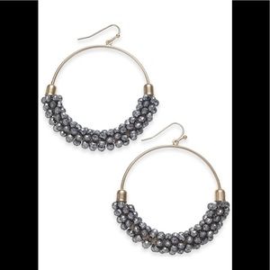 INC Large Bead Medium Hoop Earrings , 2"